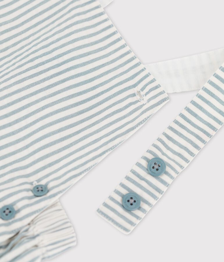 Babies' Seersucker Dungaree Shorts green/white