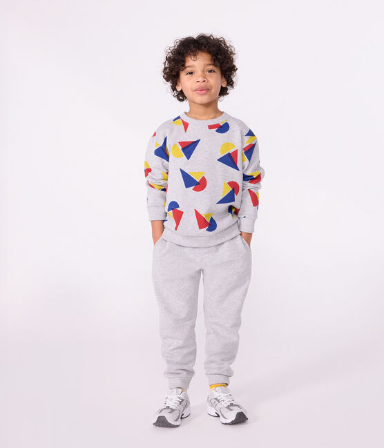 Children's jogging bottoms in plain cotton FUMEE CHINE grey