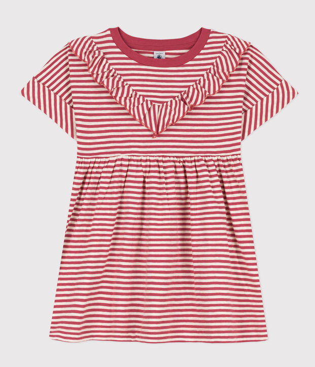 Girls' Striped Slub Jersey Dress pink/ecru