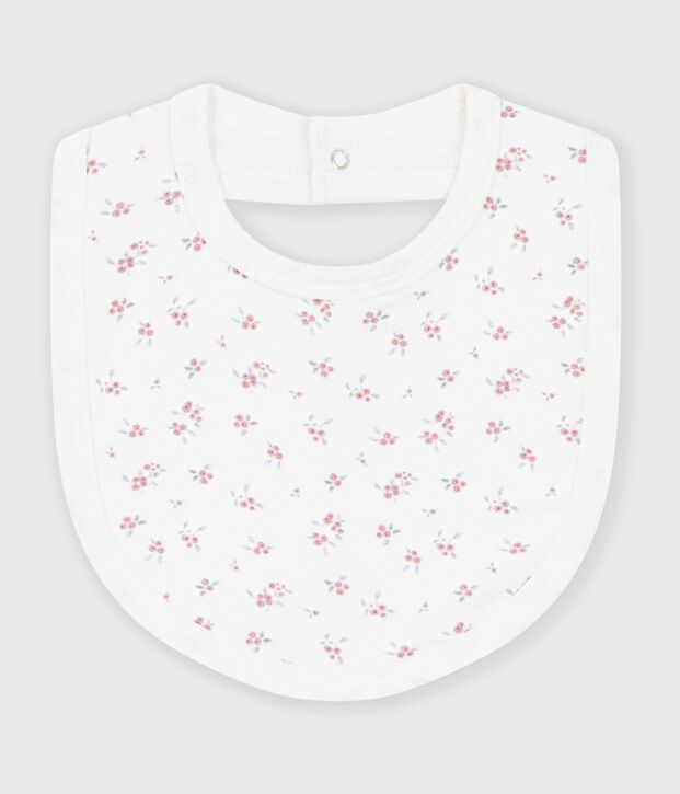 Babies' printed cotton bib white/pink