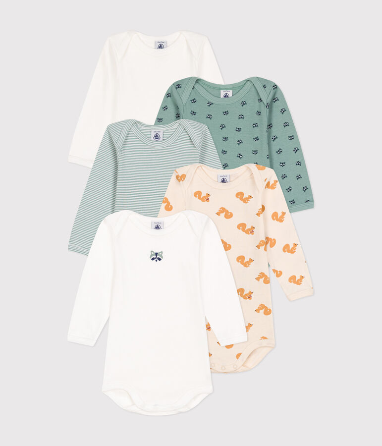 Babies' long-sleeved cotton bodysuits - 5-pack multicolor