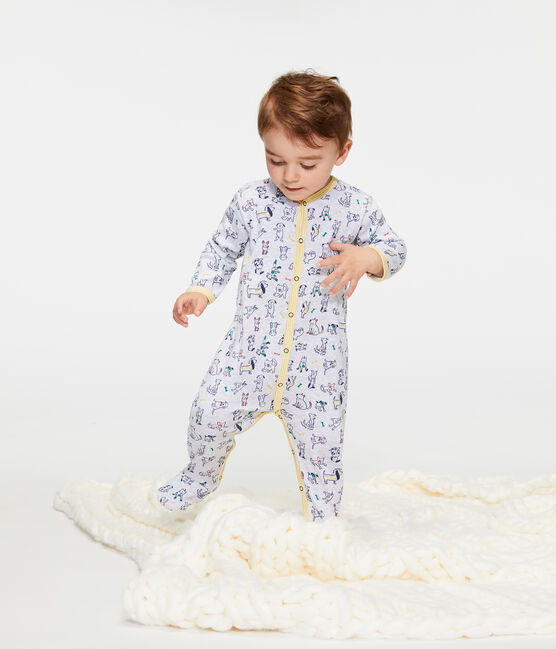 Baby Boys' Ribbed Sleepsuit POUSSIERE grey/MULTICO white