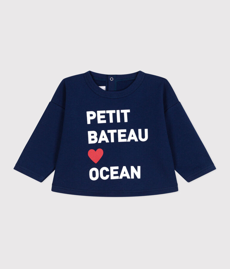 Babies' plain cotton sweatshirt blue