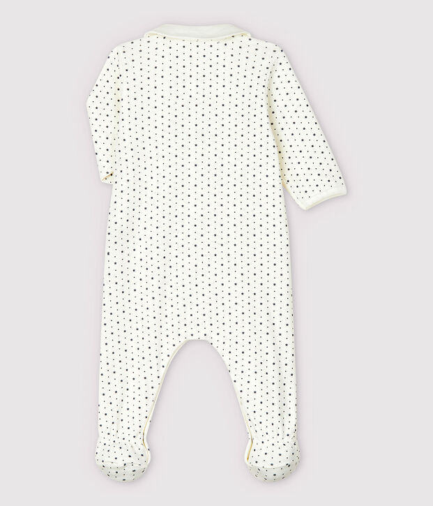 Babies' Starry Footless Organic Cotton Sleepsuit with Collar white/grey