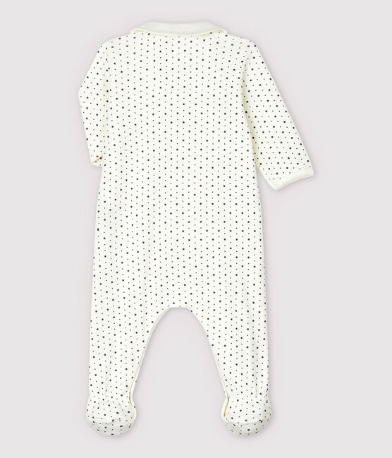 Babies' Starry Footless Organic Cotton Sleepsuit with Collar MARSHMALLOW white/TEMPETE grey