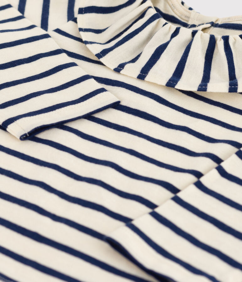 Babies' Light Jersey Long-Sleeved Blouse Ecru/blue