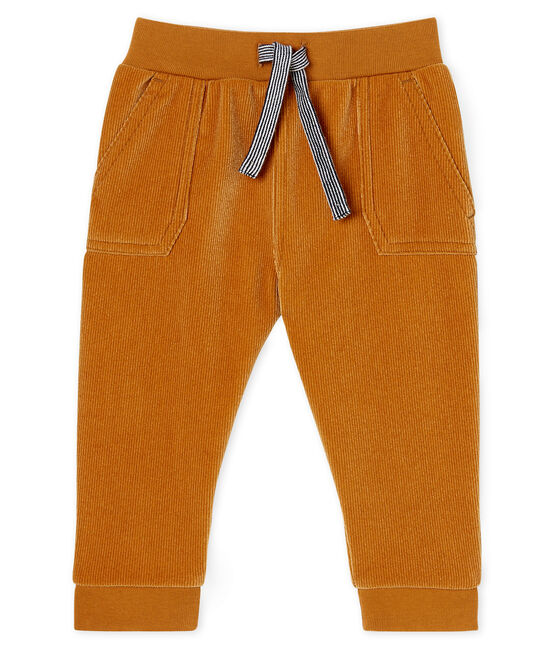 Baby Boys' Ribbed Velour Knit Trousers CUIVRE brown
