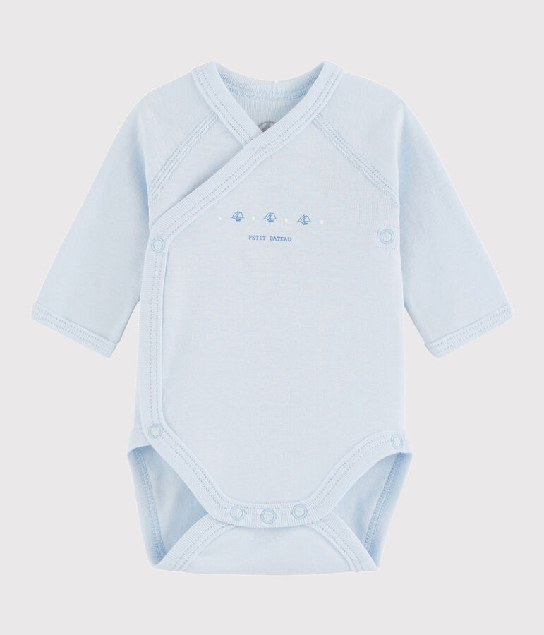 Unisex Babies' Short-Sleeved Wrapover Bodysuit blue