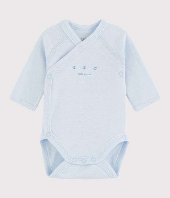 Unisex Babies' Short-Sleeved Wrapover Bodysuit FRAICHEUR blue