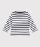 Babies' Thick Jersey Breton Top MARSHMALLOW white/SMOKING blue