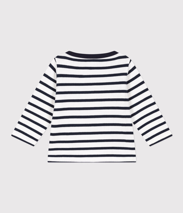 Babies' Thick Jersey Breton Top white/blue