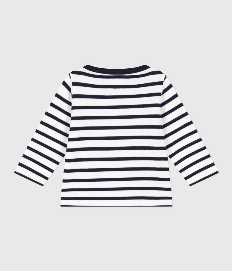 Babies' Thick Jersey Breton Top white/blue