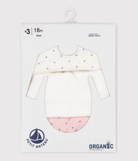 Baby Girls' Spotted Long-Sleeved Organic Cotton Bodysuit - 3-Pack variante 1
