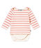 Baby girl's sailor striped body T-shirt MARSHMALLOW white/JOLI BRILLANT pink
