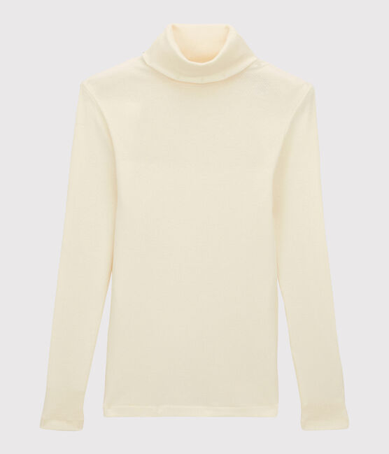 Women's Wool/Cotton Blend Polo Neck MARSHMALLOW white