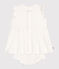 Babies' short-sleeved white honeycomb dress and bloomers MARSHMALLOW white