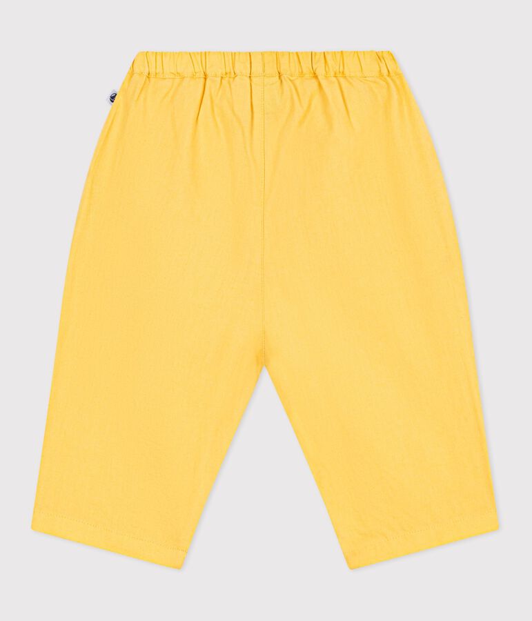 Babies' plain cotton/linen trousers yellow