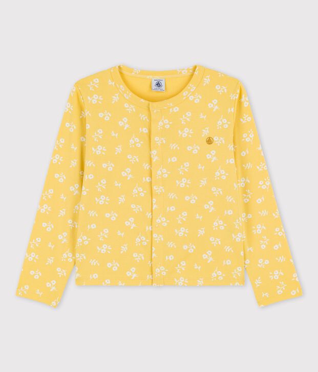 Girls' Print Cotton Cardigan yellow/white