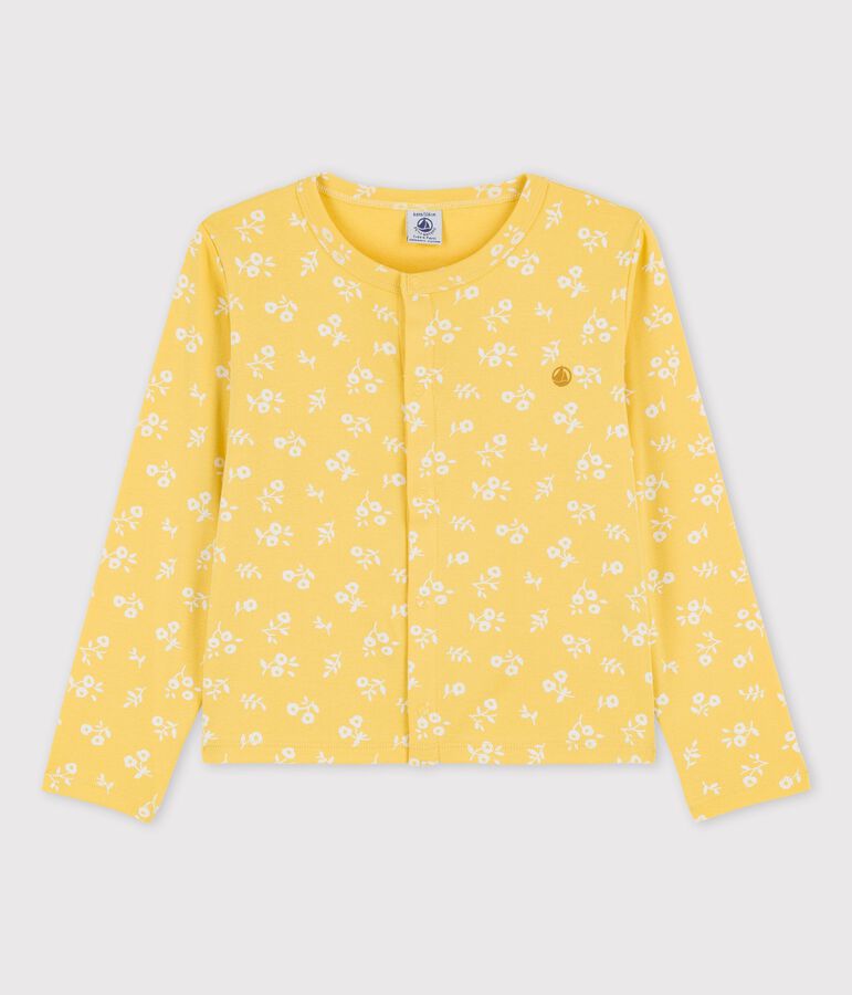 Girls' Print Cotton Cardigan yellow/white