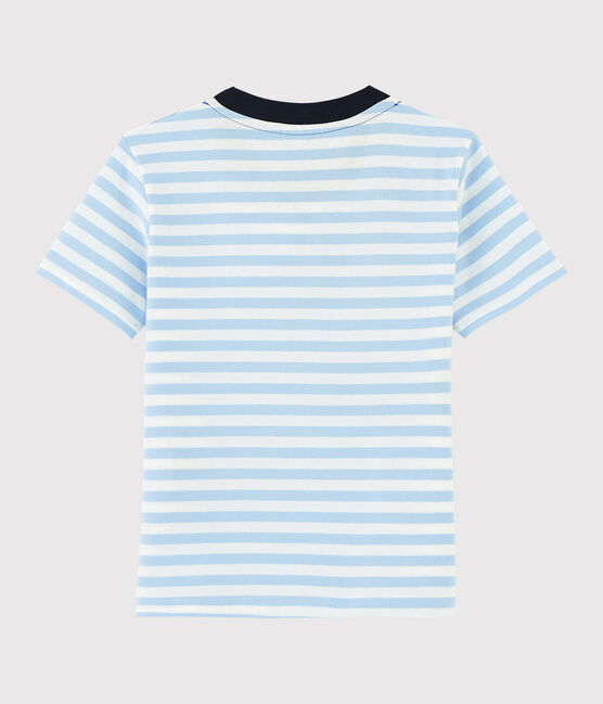 Boys' Short-Sleeved Jersey T-Shirt JASMIN blue/MARSHMALLOW white