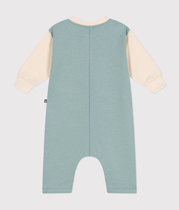 Babies' fleece jumpsuit green/ecru
