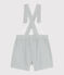 Babies' short-legged stripy cotton dungarees white/green