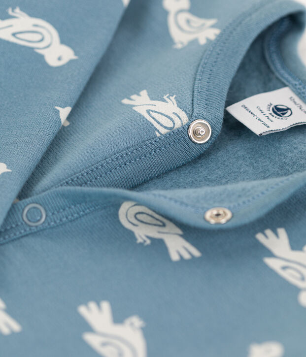 Babies' Fleece Sleepsuit blue/ecru