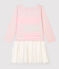 Girls' Long-Sleeved Cotton/Tulle Dress MINOIS pink/MARSHMALLOW ARGENT BRILLANT