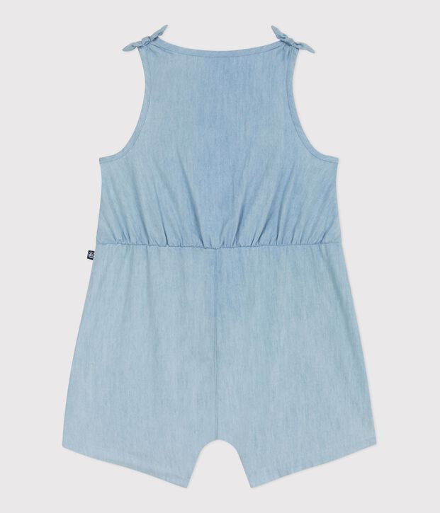 Babies' short chambray jumpsuit blue