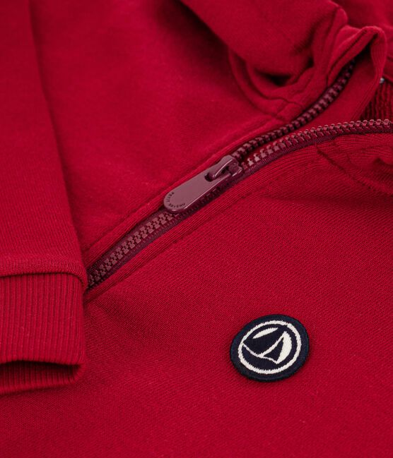 Children's zip-fastened plain cotton sweatshirt AMARANTE