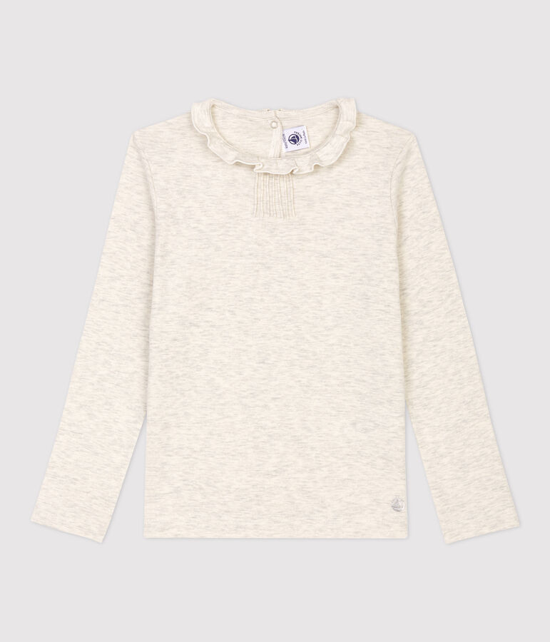 Girls' Long-Sleeved Cotton T-Shirt beige