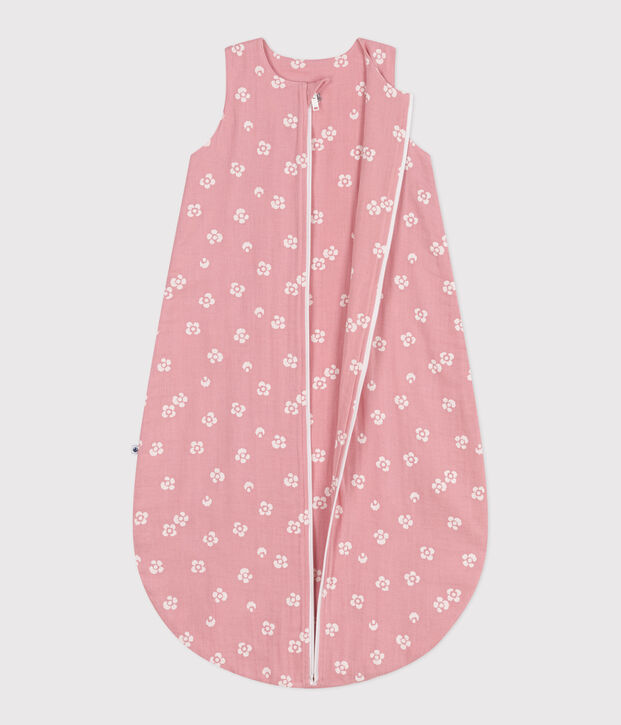 Babies' 1 TOG floral cotton sleeping bag pink/white