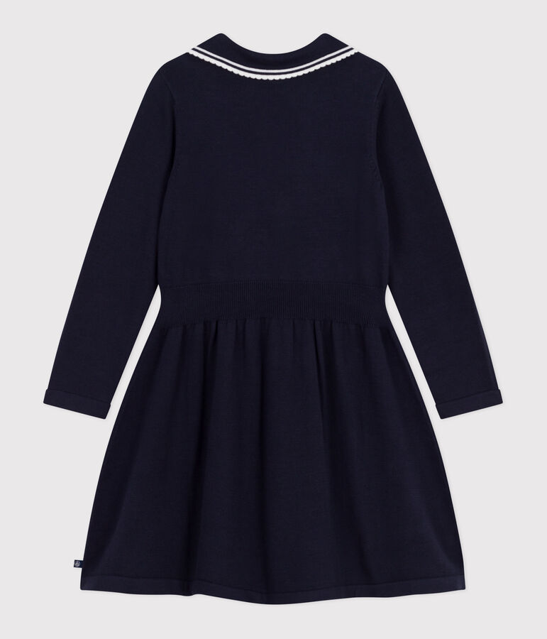 Children's long-sleeved cotton dress blue