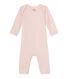 Baby girls' short wool and cotton coverall
