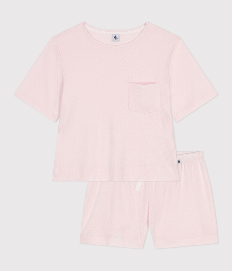 Women's short-sleeved short cotton pyjamas pink