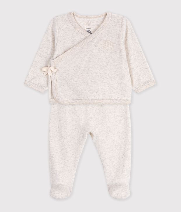 Babies' outfit in plain cotton with embroidery on the chest MONTELIMAR CHINE
