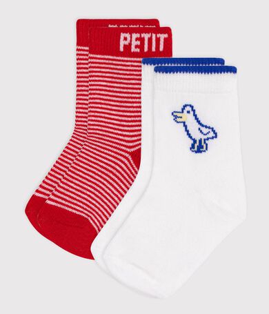 Babies' seagull and stripy cotton socks - 2-Pack