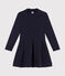 Girls' long-sleeved dress in two materials SMOKING blue