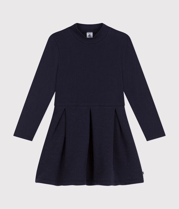 Girls' long-sleeved dress in two materials SMOKING