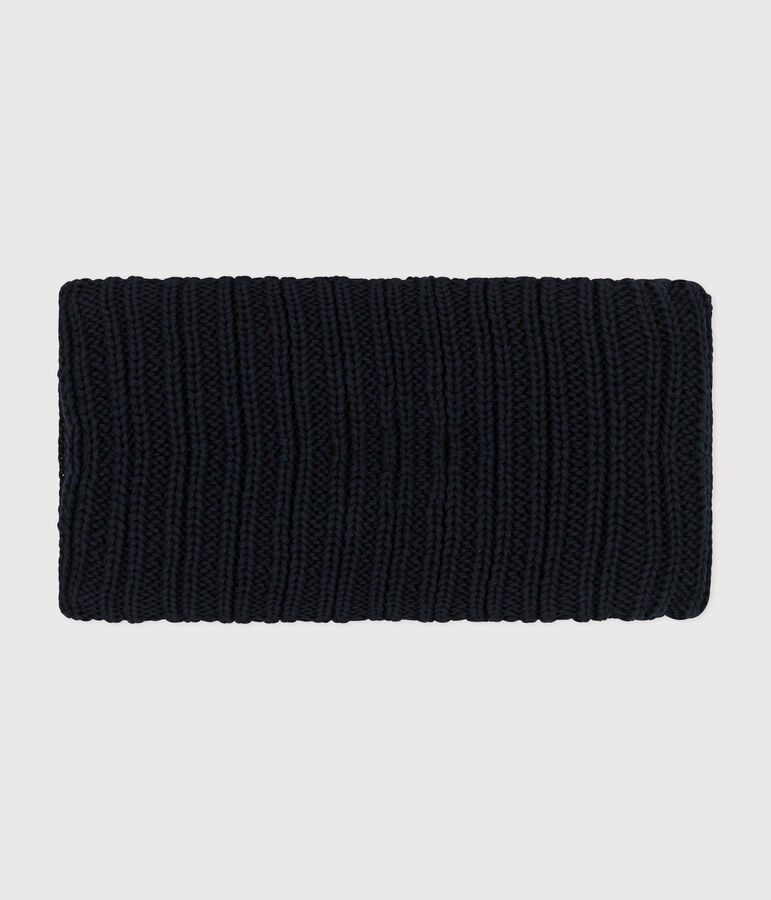 Babies' fleece-lined knitted snood SMOKING blue