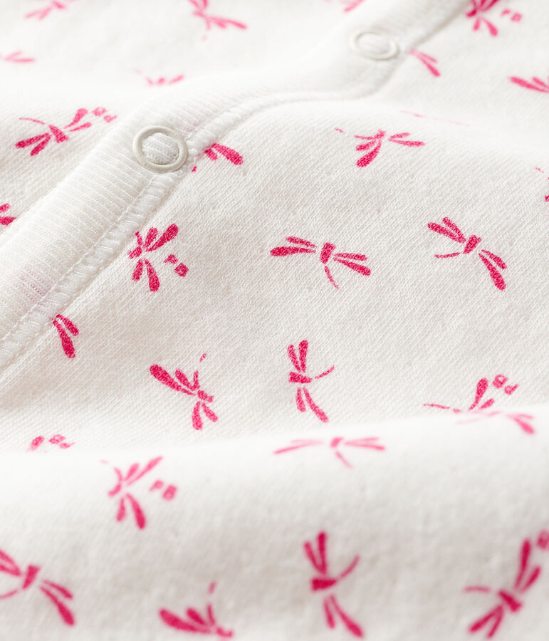 Babies' Ribbed Jumpsuit/Sleeping Bag MARSHMALLOW white/GROSEILLER pink