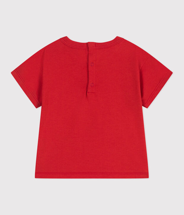 Babies' short-sleeved plain cotton T-shirt red