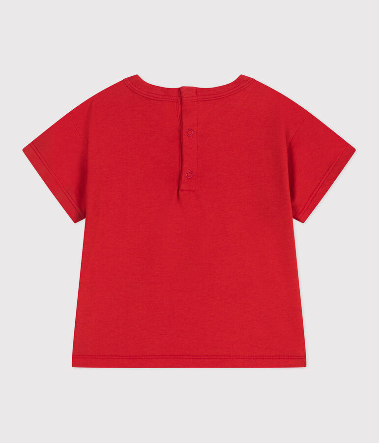 Babies' short-sleeved plain cotton T-shirt red