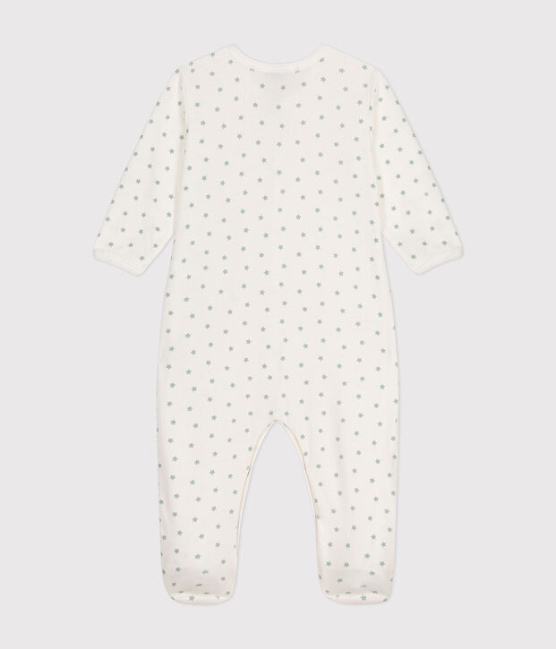 Babies' Starry Cotton Pyjamas white/green