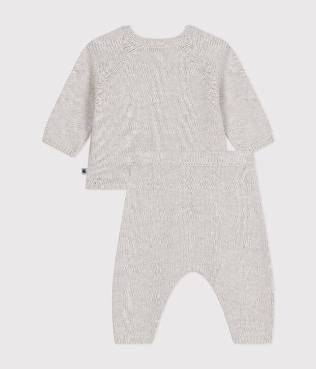 Babies' Wool/Cotton Knit Outfit - 2-Piece Set MONTELIMAR CHINE