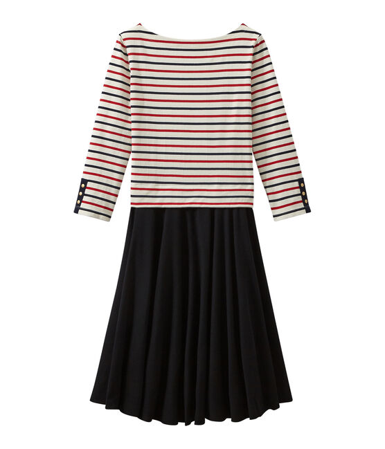 Women's trompe l'oeil dress COQUILLE beige/SMOKING blue/TERKUIT