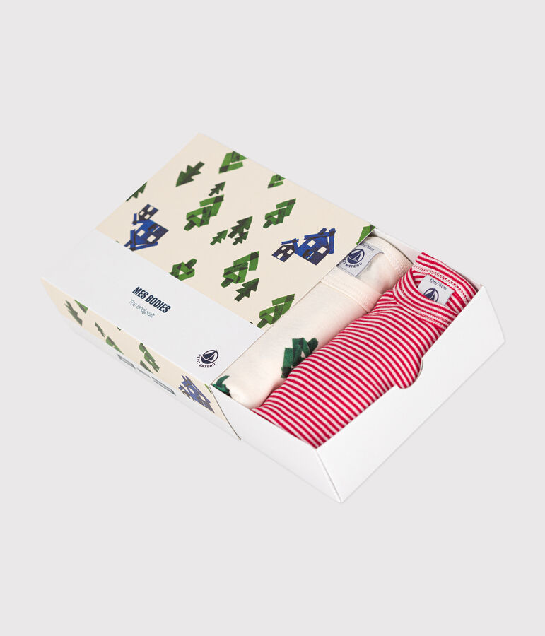 Babies' Christmas Tree Themed Long-Sleeved Cotton Bodysuits - 3-Pack multicolor