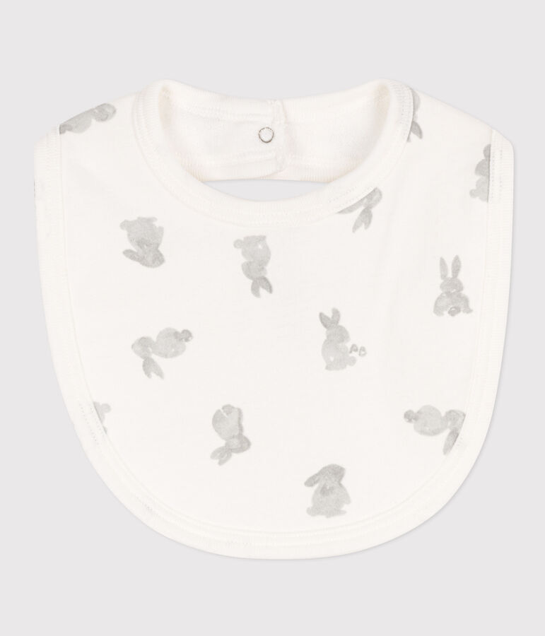 Printed Cotton Bib white/grey