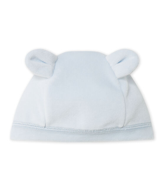 Newborn baby's unisex velours beanie cap FRAICHEUR blue