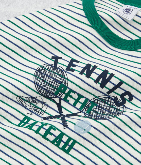 Boys' Short-sleeved Pyjamas MARSHMALLOW white/MULTICO white